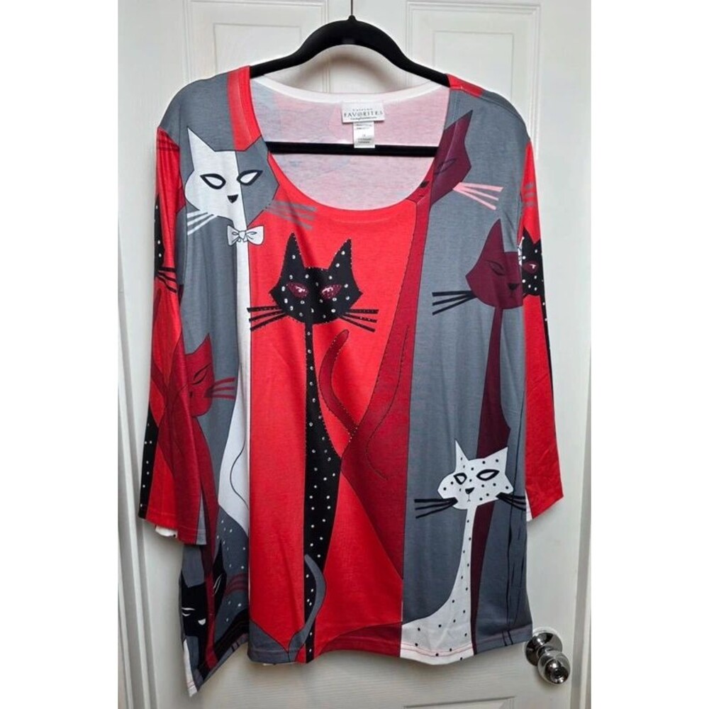 Catalog Favorites Women's Atomic Cat Graphic 1X Tunic Top
